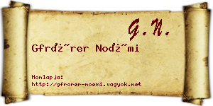 Gfrörer Noémi névjegykártya
